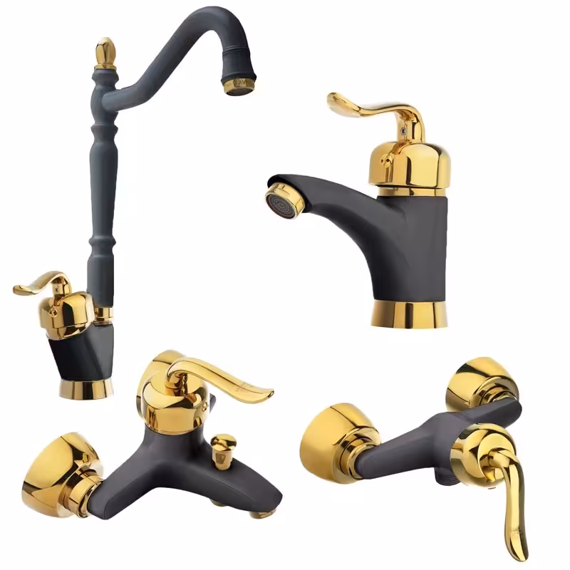 ست 4 تایی شیرآلات قاجاری مشکی طلایی(ارسال رایگان)