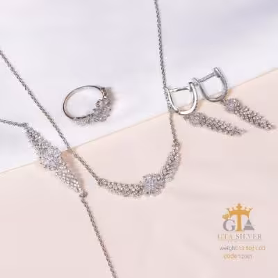 سرویس زنجیری طرح و مدل فلاور مناسب عروس کد 12081