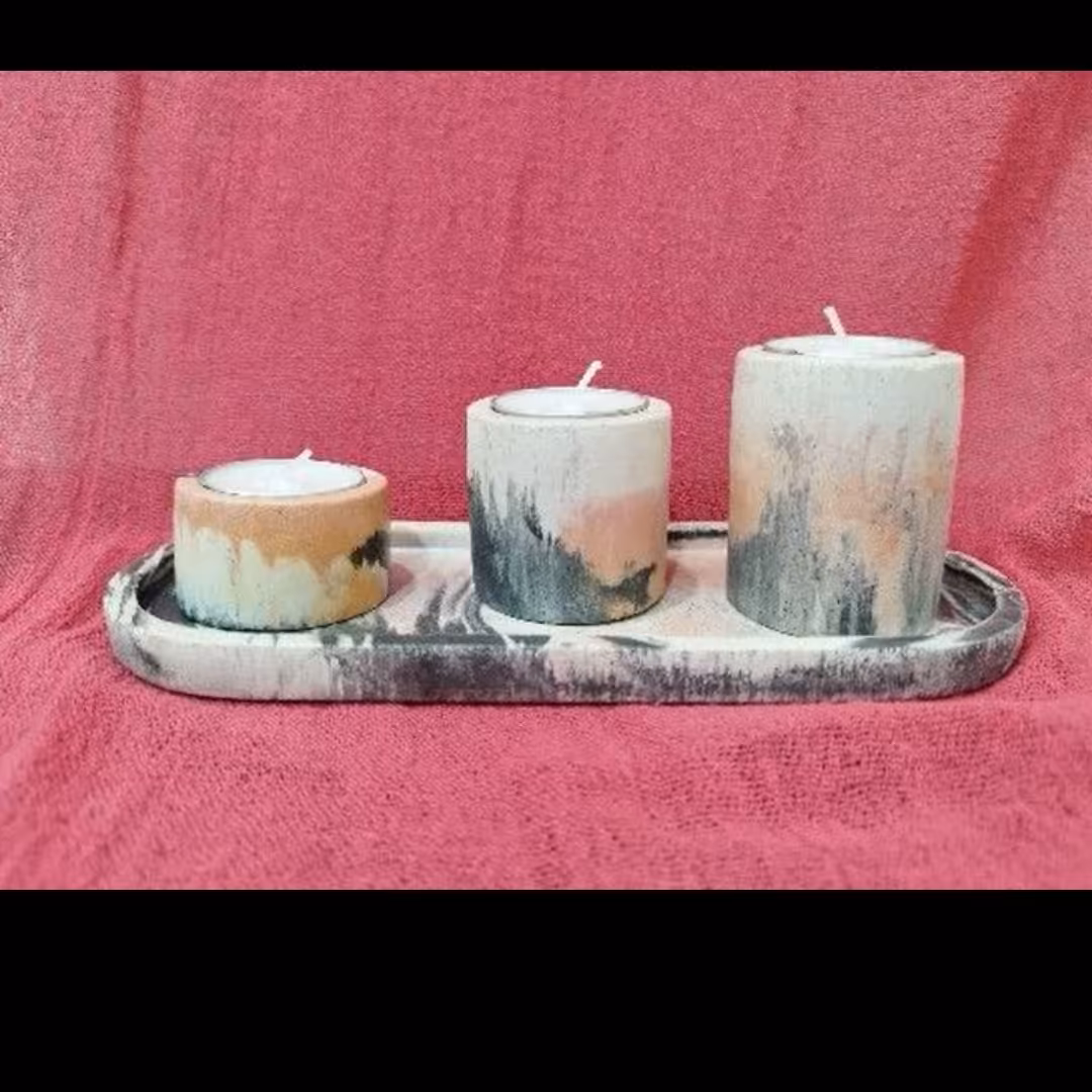 ست جاشمعی سنگ مصنوعی بسیار زیبا و ضد اب...در رنگ بندی ها جذاب