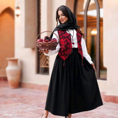 چهار تیکه یلدایی(جلیقه،شومیز،دامن،گردنبند)