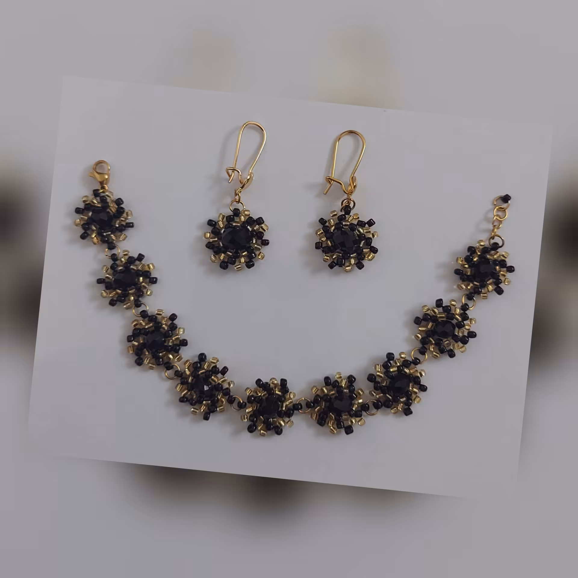 ست دستبند و گوشواره منجوقی و کریستالی استیل و رنگ ثابت