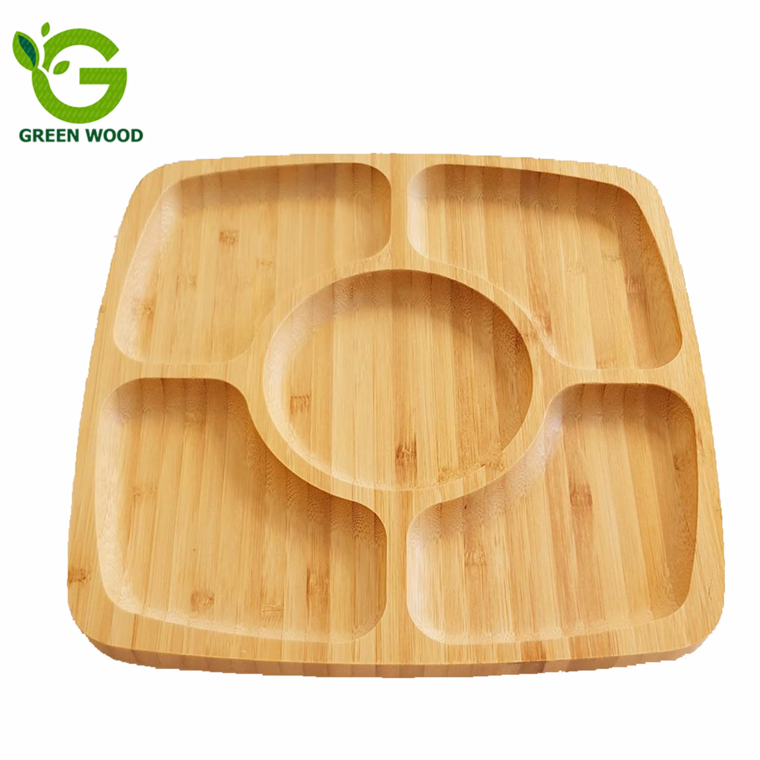 ظرف اردو خوری چوبی بامبو  (ظروف سرو و پذیرایی)طرح مربع 5 خانه کد Gw141201007