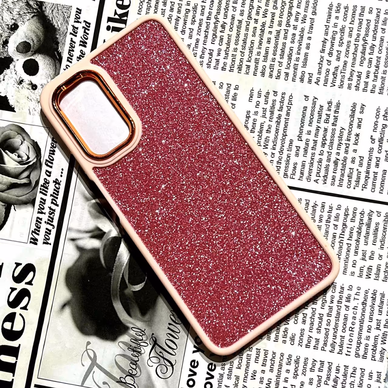 قاب گوشی سامسونگ A72 شفاف دور رنگی شاین اکلیلی صورتی