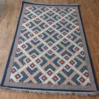 گلیم ماشینی فانتزی طرح شلوغ زمینه سرمه ای سایز 1.5 در 2.25 ( گلیم 4 متری)(ارسال باتیپاکس، پس کرایه)