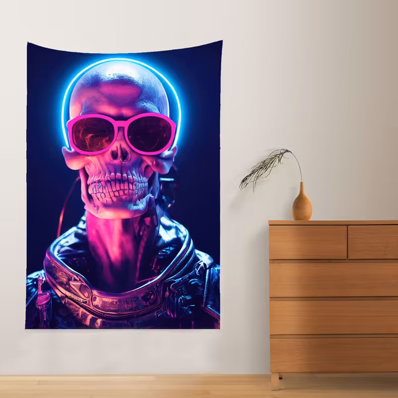 پوستر پارچه ای فیانی طرح تپستری بلک لایت SKELETON کد F41