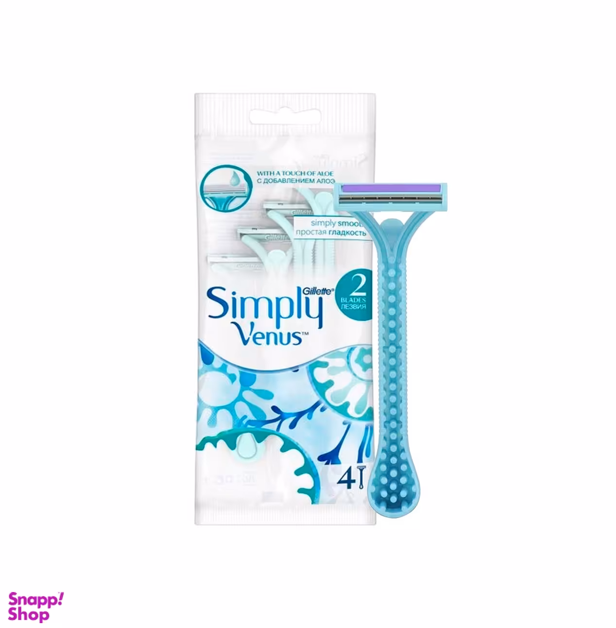 خود تراش زنانه ژیلت (Gillette) مدل دولبه Simply Venus بسته 4 عددی