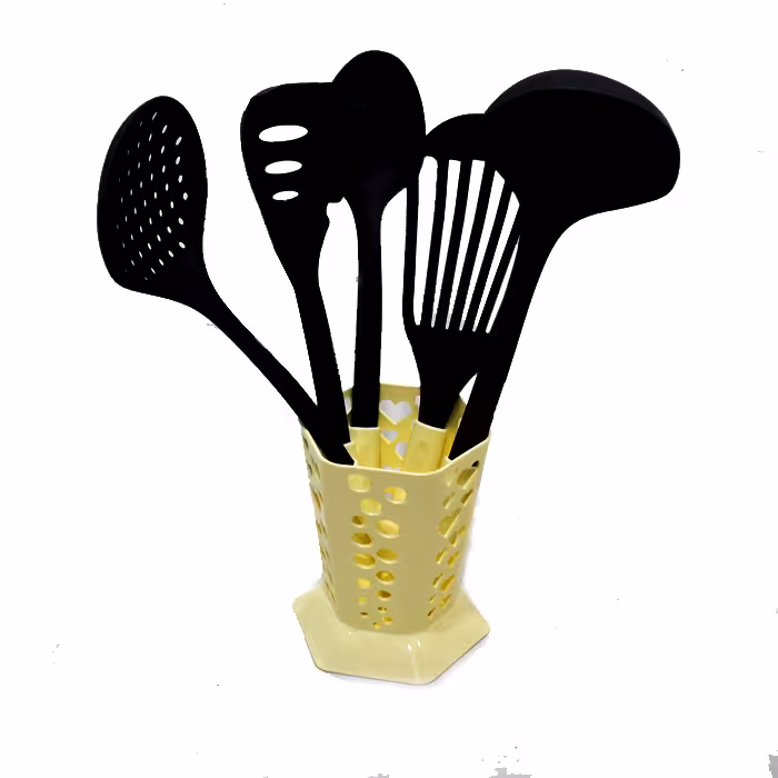 (فری کوک) ست 6تایی کفگیر ملاقه دسته رنگی 457