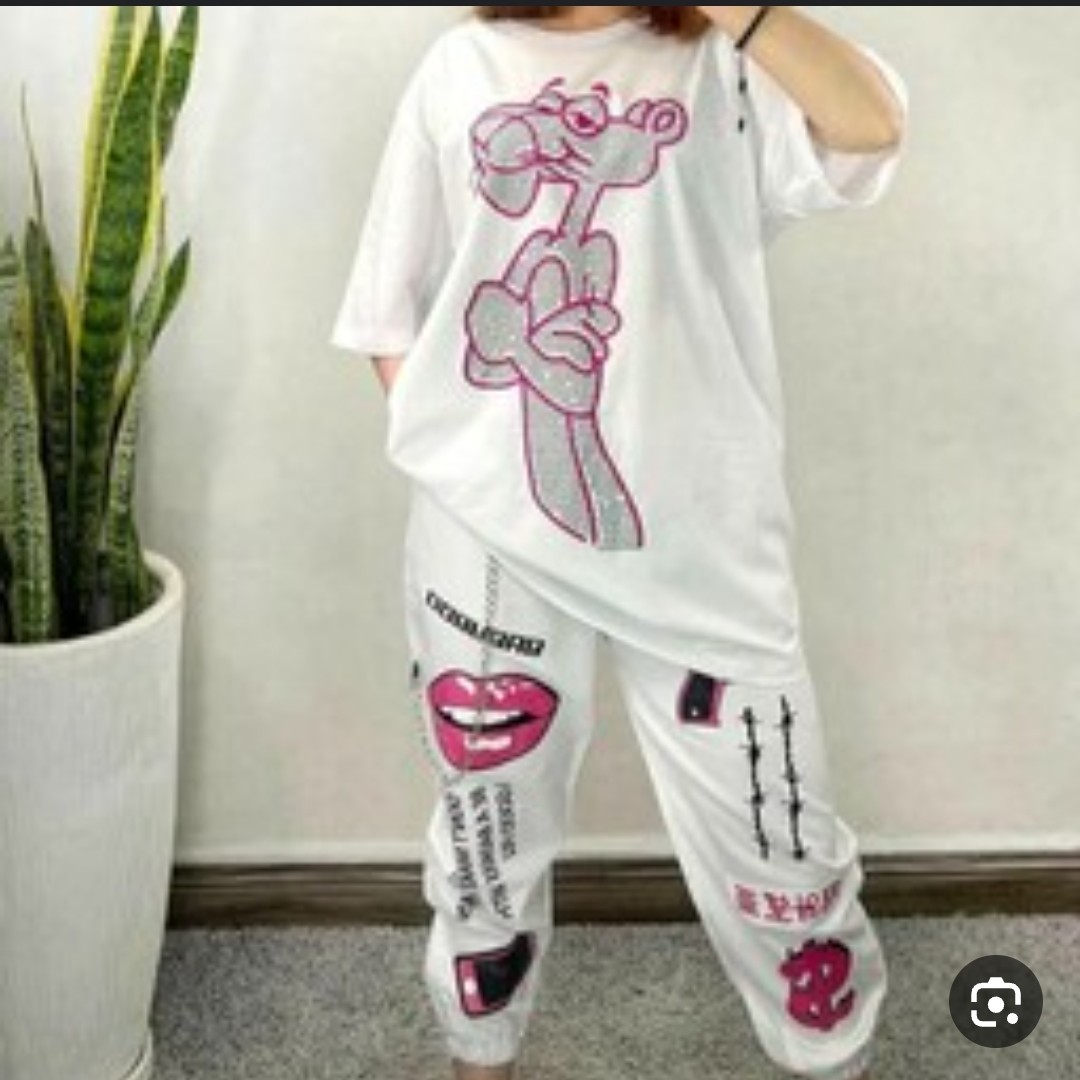 تیشرت شلوار پلنگ صورتی 