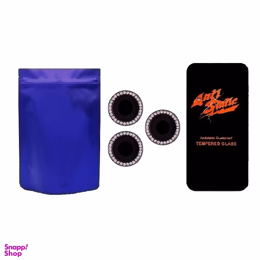 محافظ لنز دوربین مدل نگینی کد MB مناسب اپل iPhone 11 Pro Max به همراه محافظ صفحه نمایش Anti Static