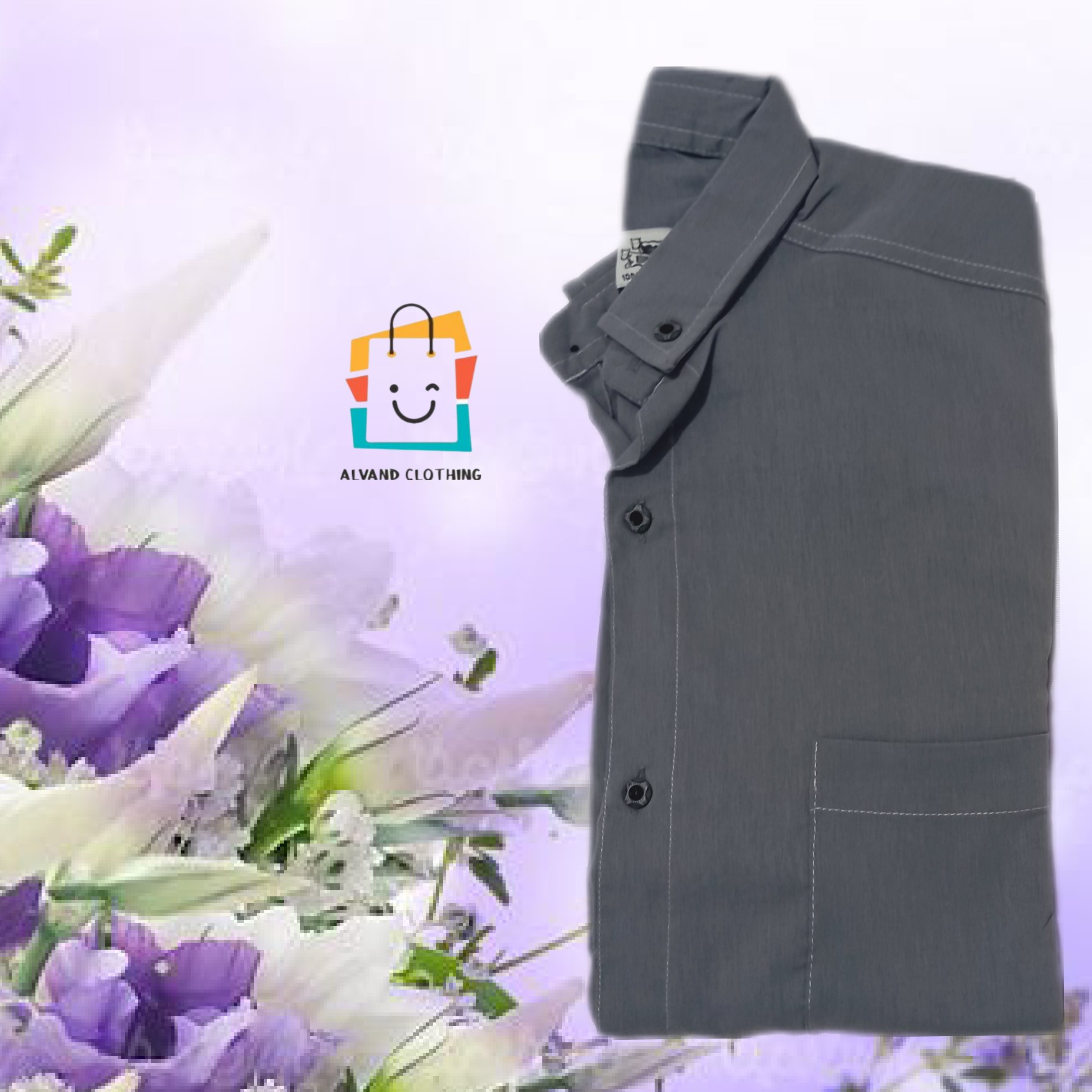 پیراهن آستین بلند مردانه تک جیب جنس بنگال رنگ طوسی قواره کوچک (سه ایکس لارج چهار ایکس لارج و پنج ایکس لارج )