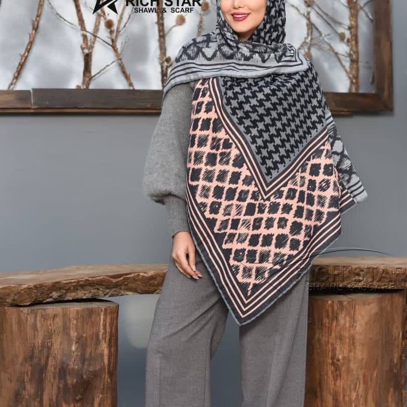 روسری نخی قواره 120،دور دست دوز