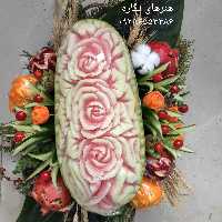 تزیین هندوانه در سبد،میوه آرایی،حکاکی هندوانه در سبد به همراه میوه های کوچک،