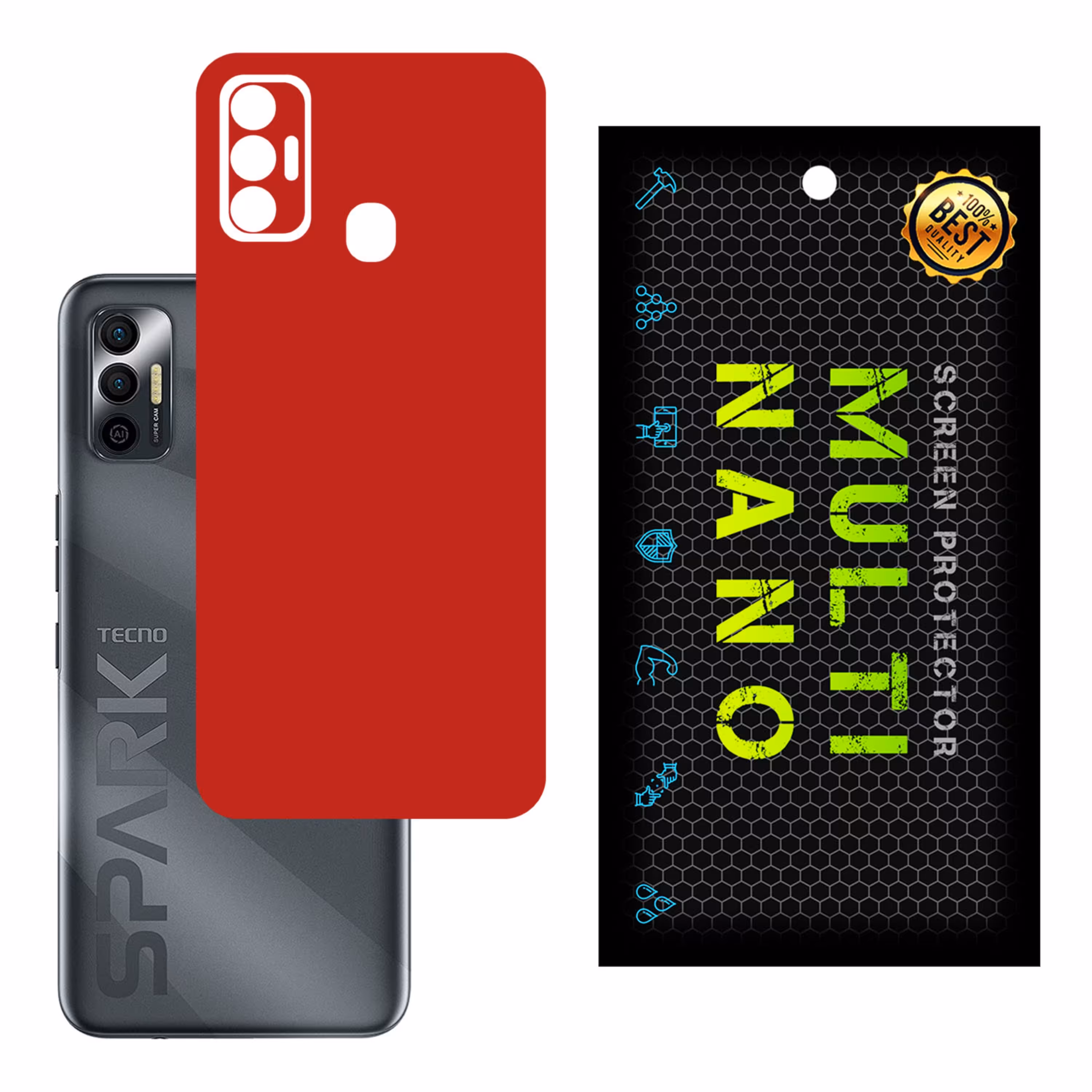 برچسب پوششی MultiNano مدل X-F1M-Red برای پشت موبایل تکنوSpark 7