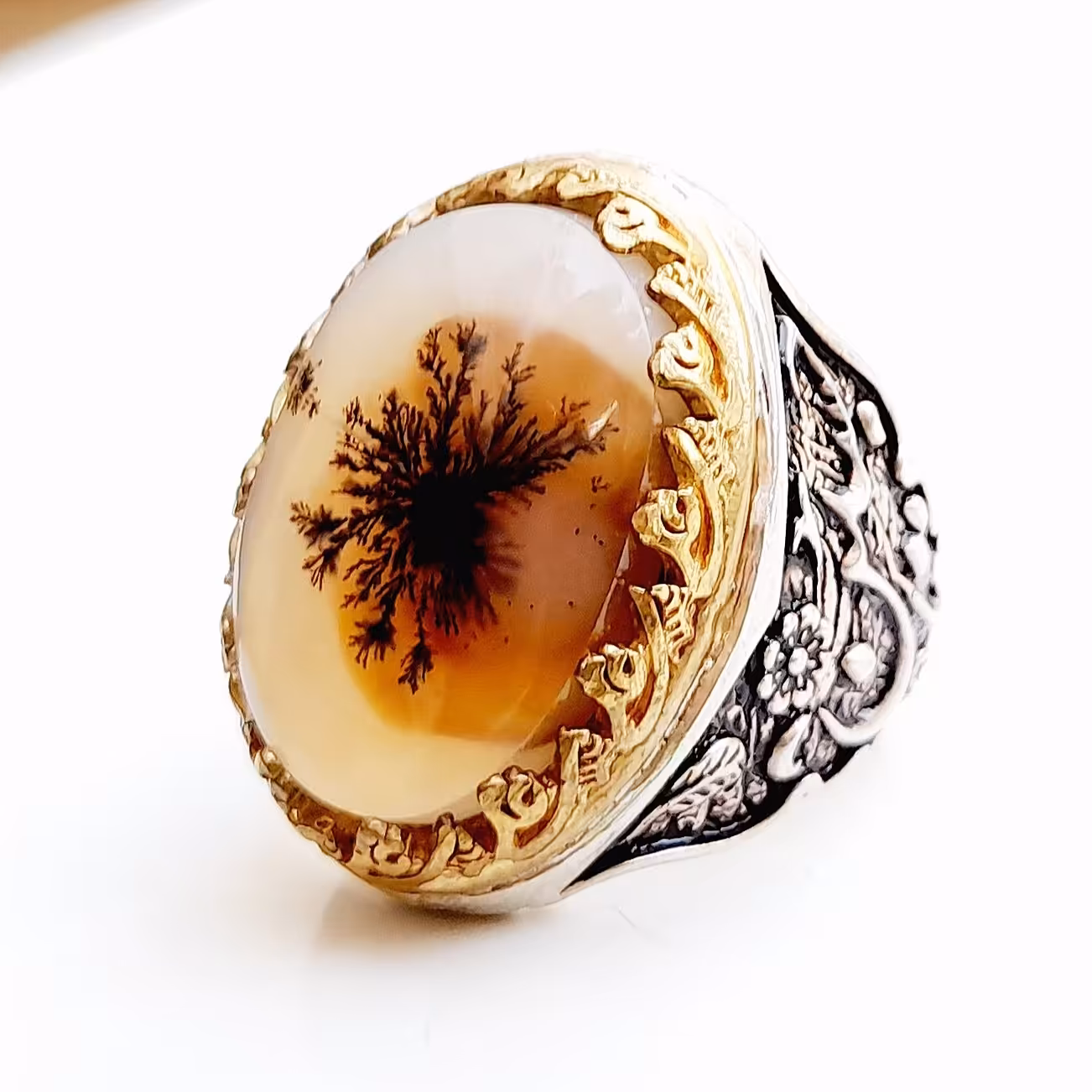 انگشتر نقره مردانه شجر  اصل و معدنی