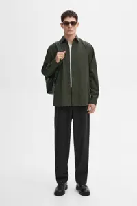 پیراهن / بلوز دکمه دار سبز مردانه 100 ٪ پنبه پوپلین Massimo Dutti