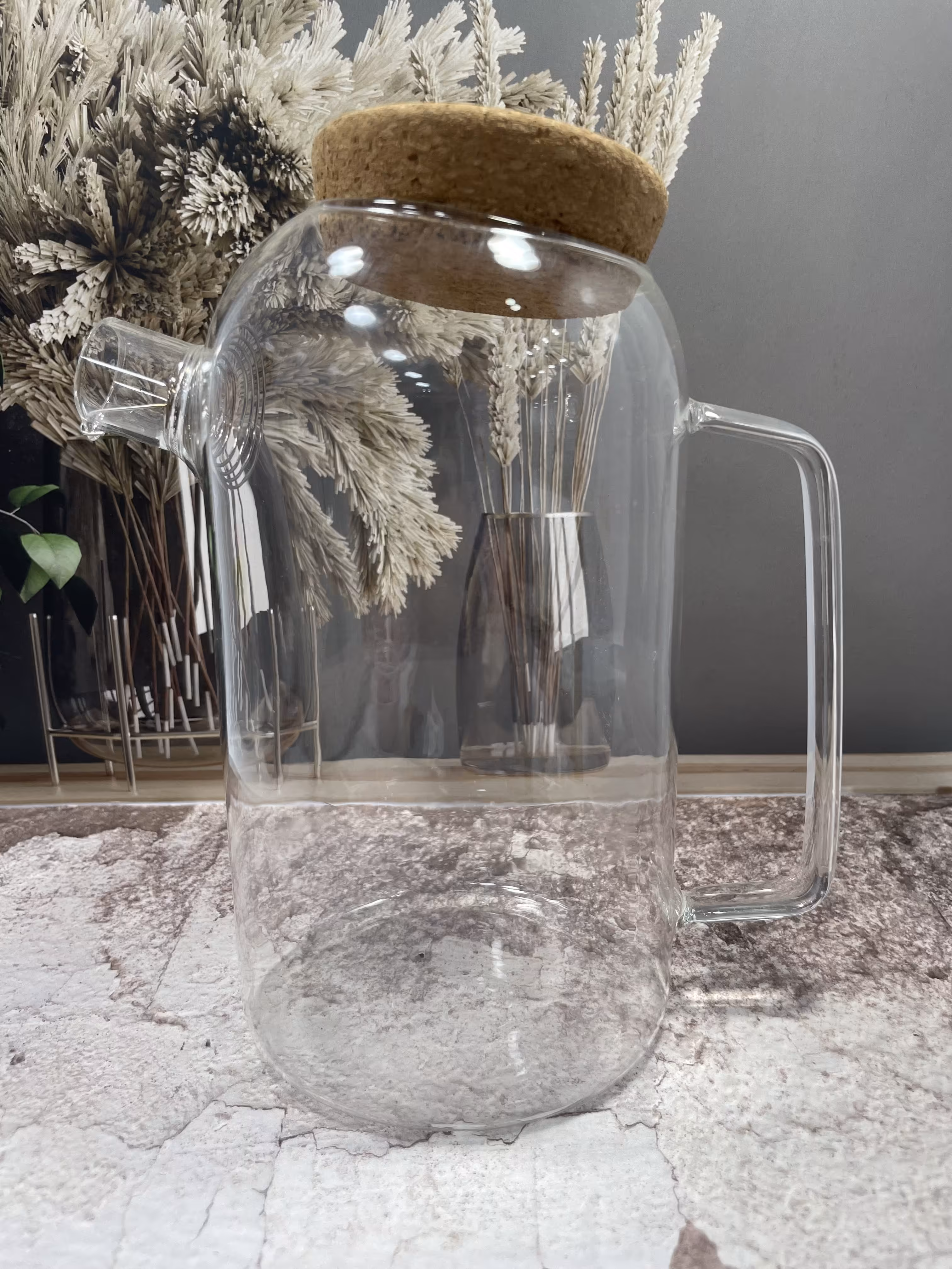 قوری دمنوش صافی دار درب دکمه ای پیرکس انتی شوک 