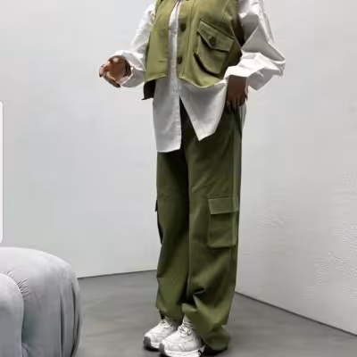 ست دو تیکه وست و شلوار کتان کشی اعلا مدل مهتاب