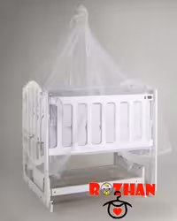 گهواره چوبی الیزا ابعاد 60*90  کنار مادر و تنظیمی دیوانکو Divanco