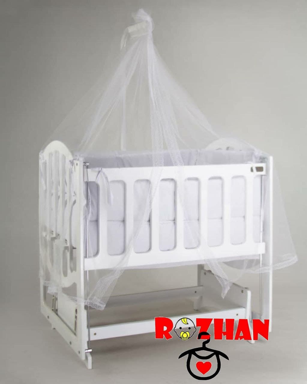 گهواره چوبی الیزا ابعاد 60*90 کنار مادر و تنظیمی دیوانکو Divanco