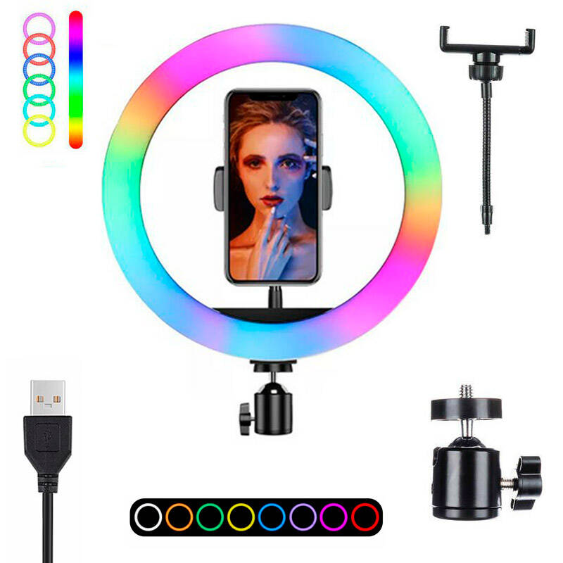 رینگ لایت سایز 13 اینچی مدل RGB LED MJ30 (بدون پایه)MJ30 RGB LED Ring Light