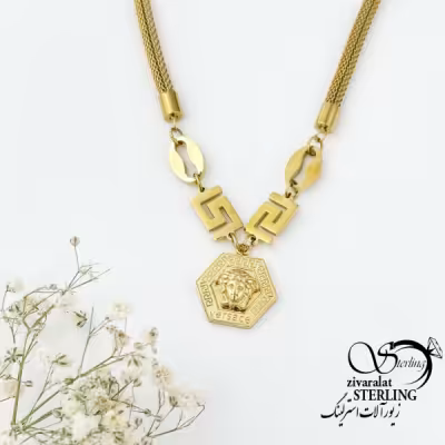 گردنبند مدوسا برند استیل طلایی کد 15759