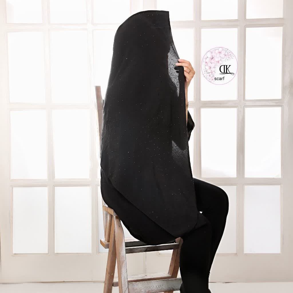روسری نگین دار حریر کرپ
