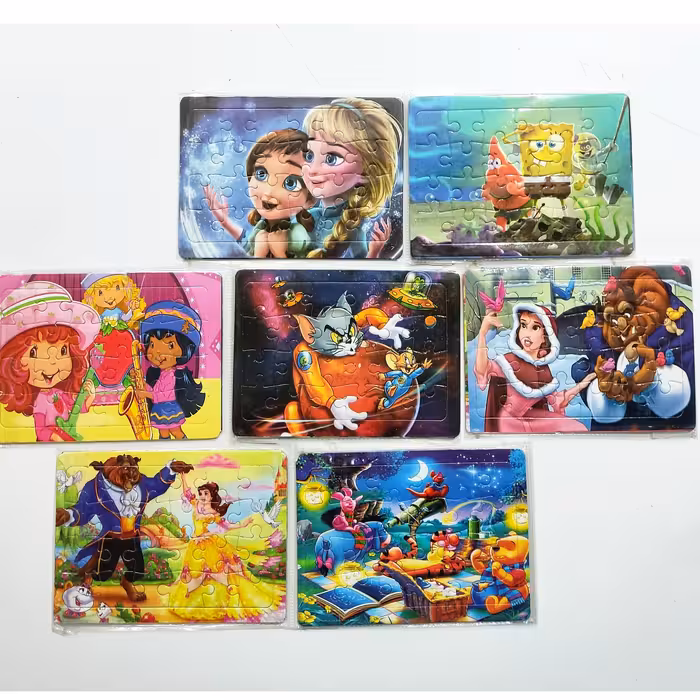 پازل فانتزی کاور شده ( مجموعا 7 طرح مختلف  ) ___ 12 در 16.5 سانت 24 تکه