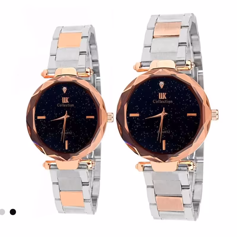 ست ساعت مچی عقربه ای زنانه و مردانه مدل کهکشانی جذاب