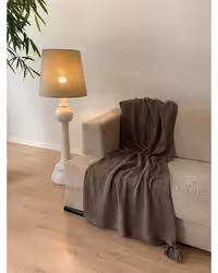 شال مبل خاکی کرک Kork مدل شطرنجی سایز 140×180 سانتی متر