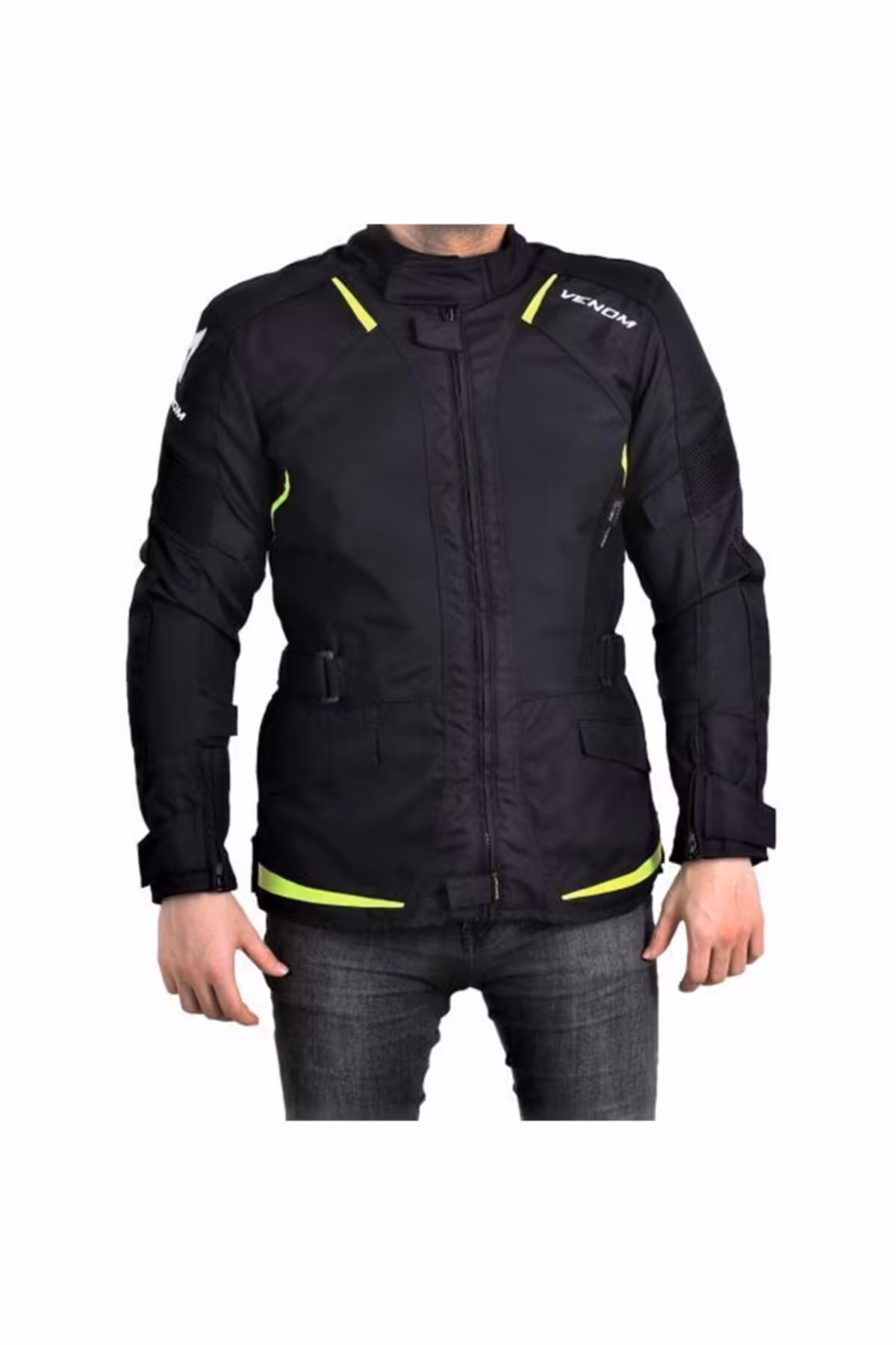 کاپشن موتورسوار سبز مردانه کت موتور سیکلت CITY CORDURA مشکی NEON Venom