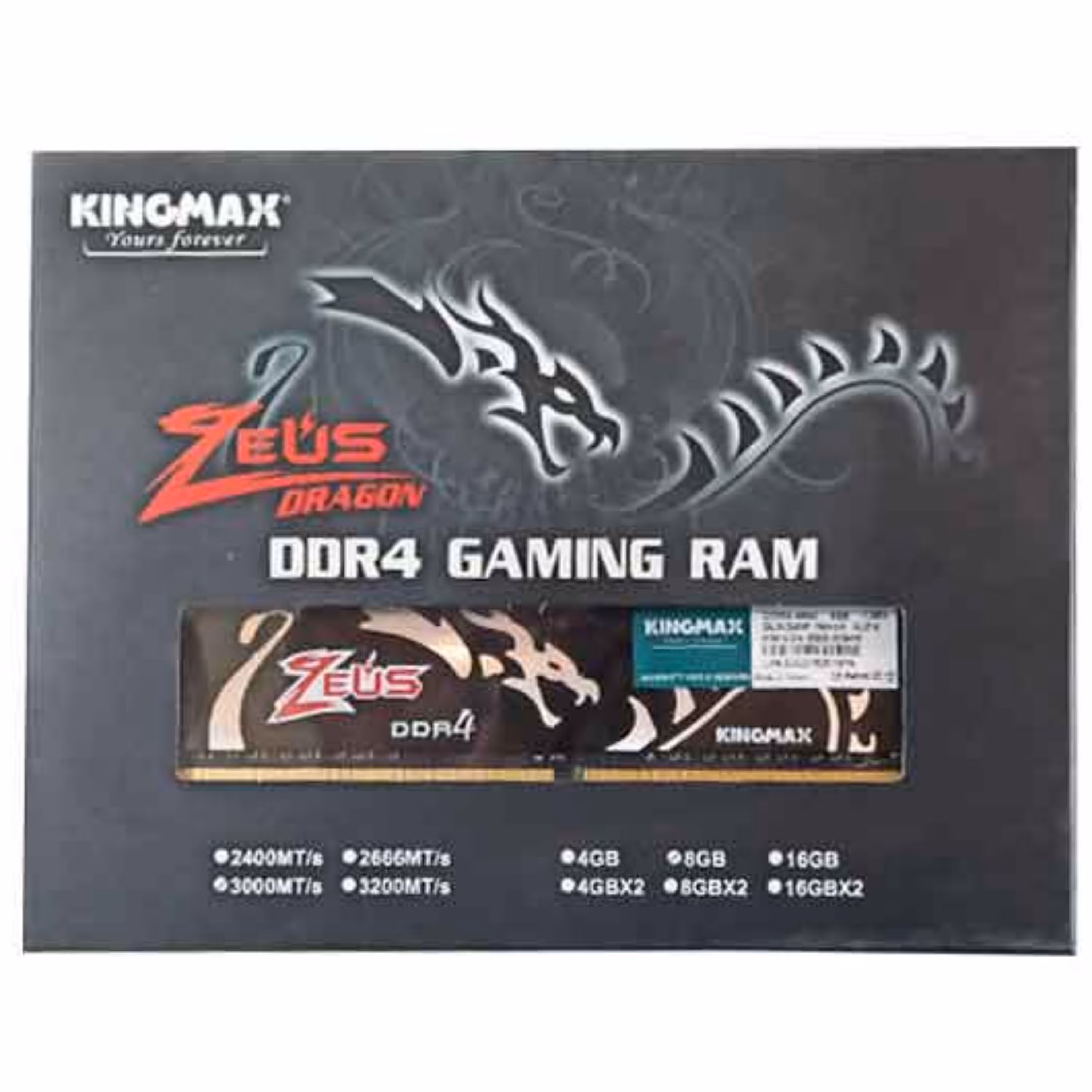رم 8GB DDR4 3200MHz کینگ مکس زئوس دراگون با گارانتی مادام العمر