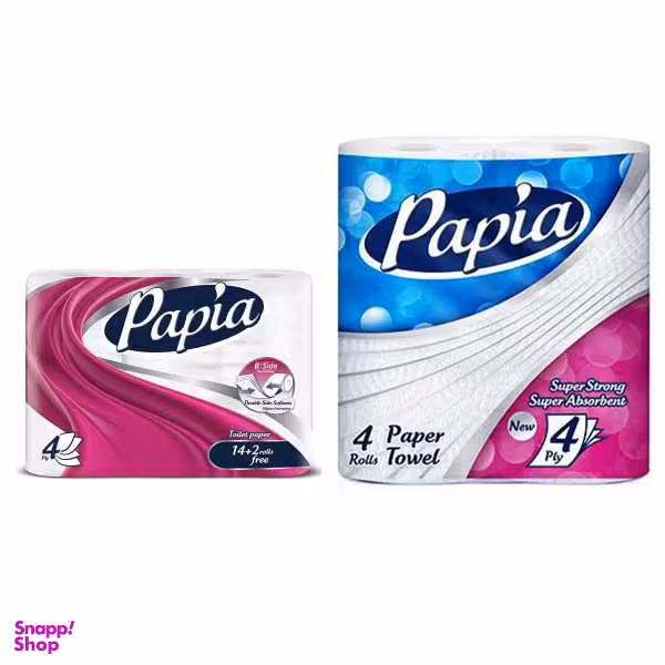 دستمال کاغذی حوله ای و دستمال توالت پاپیا مدل T16_H4 مجموعه 20 عددی