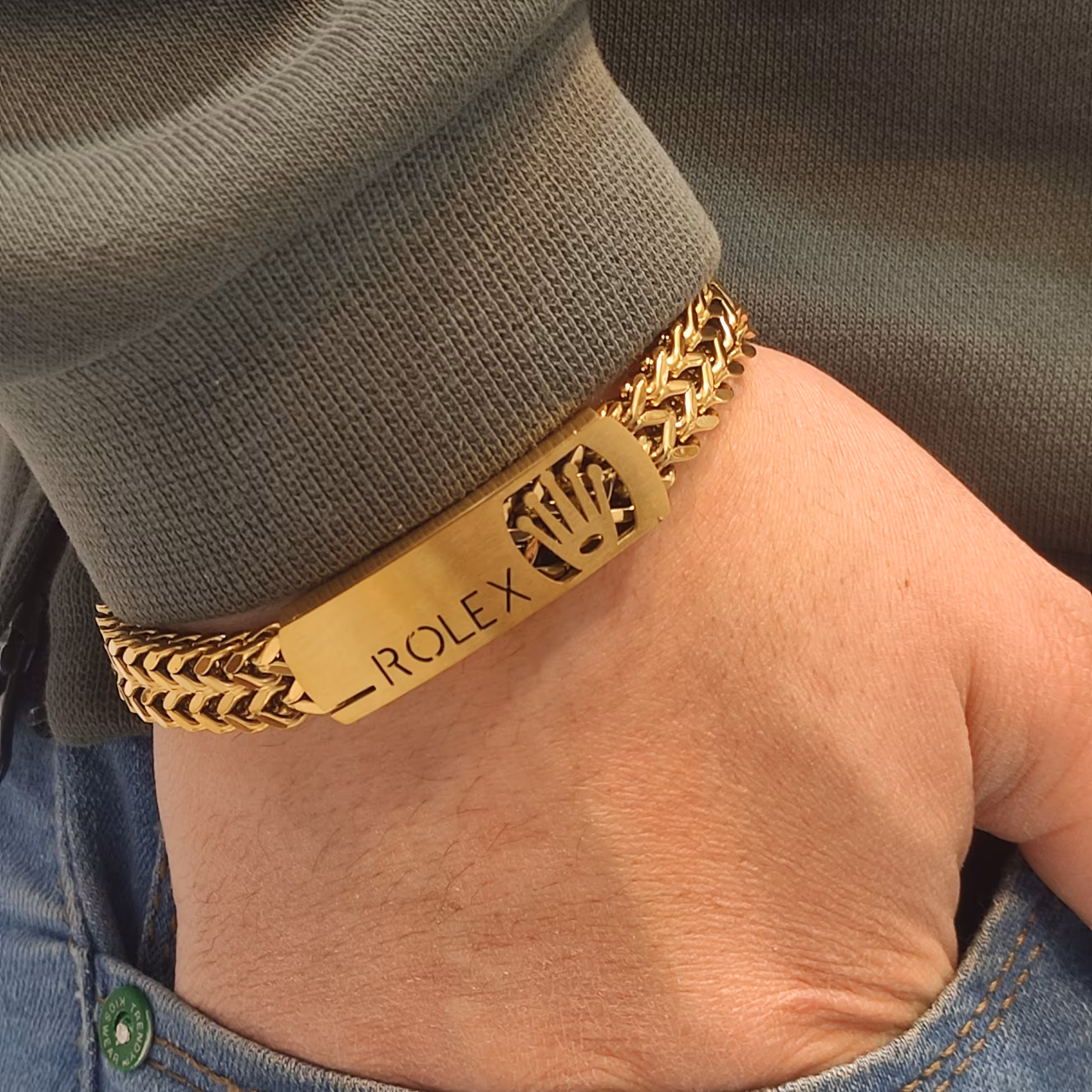 دستبند مارک رولکس طلایی استیل رنگ ثابت قفل مگنتی