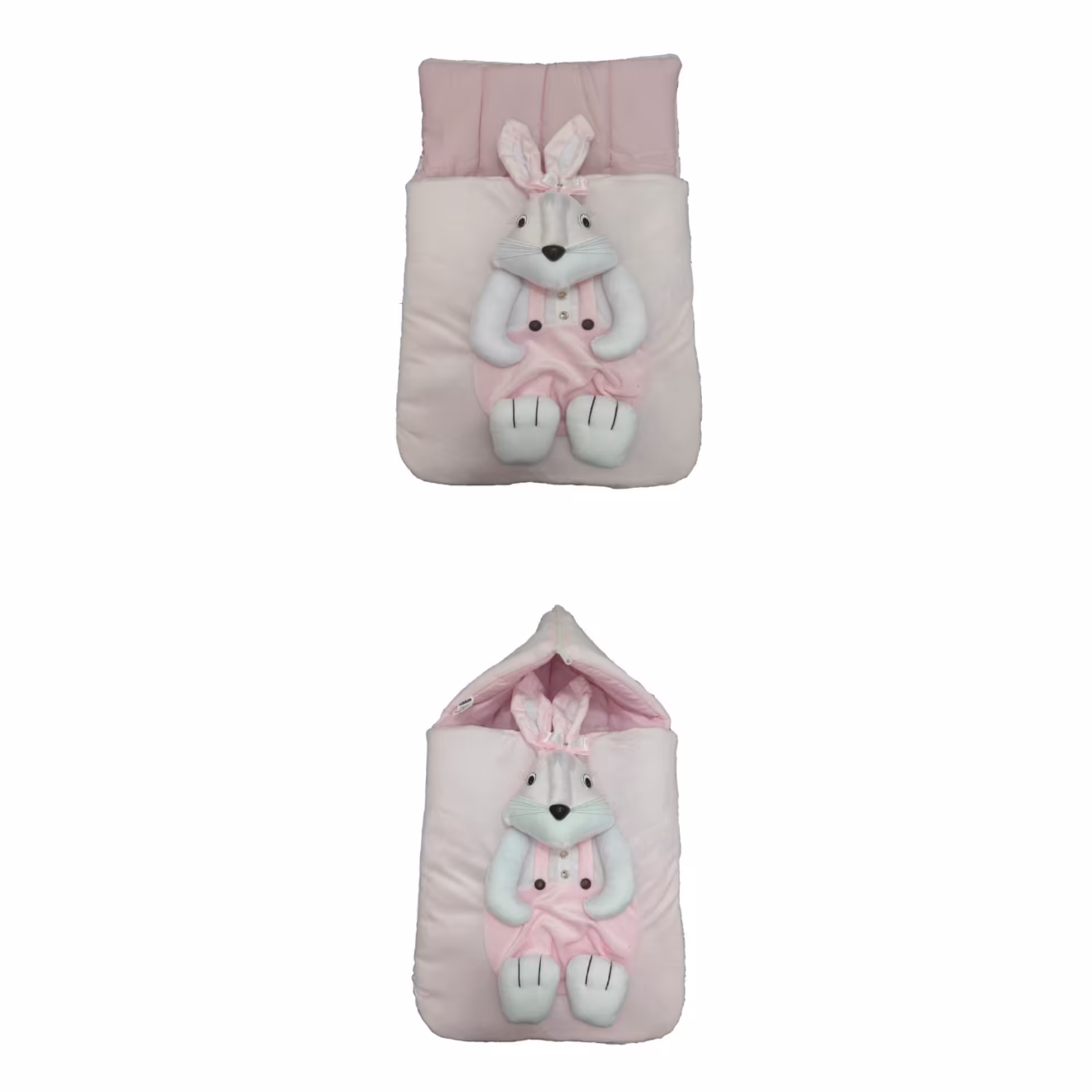 قنداق فرنگی نوزاد خرگوش برجسته کیفیت عالی جنس مخمل قابل  استفاده تا 8ماه زیپی