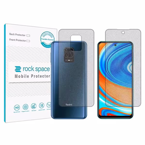گلس صفحه نمایش و پشت گوشی شیائومی Redmi Note 9 Pro Max مدل نانو هیدروژل گیمینگ برند راک اسپیس کدSS