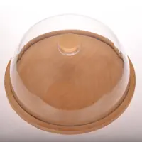 ظرف کیک رایکا کد 1010 پایه چوبی و درب طلقی قطر 30سانت
