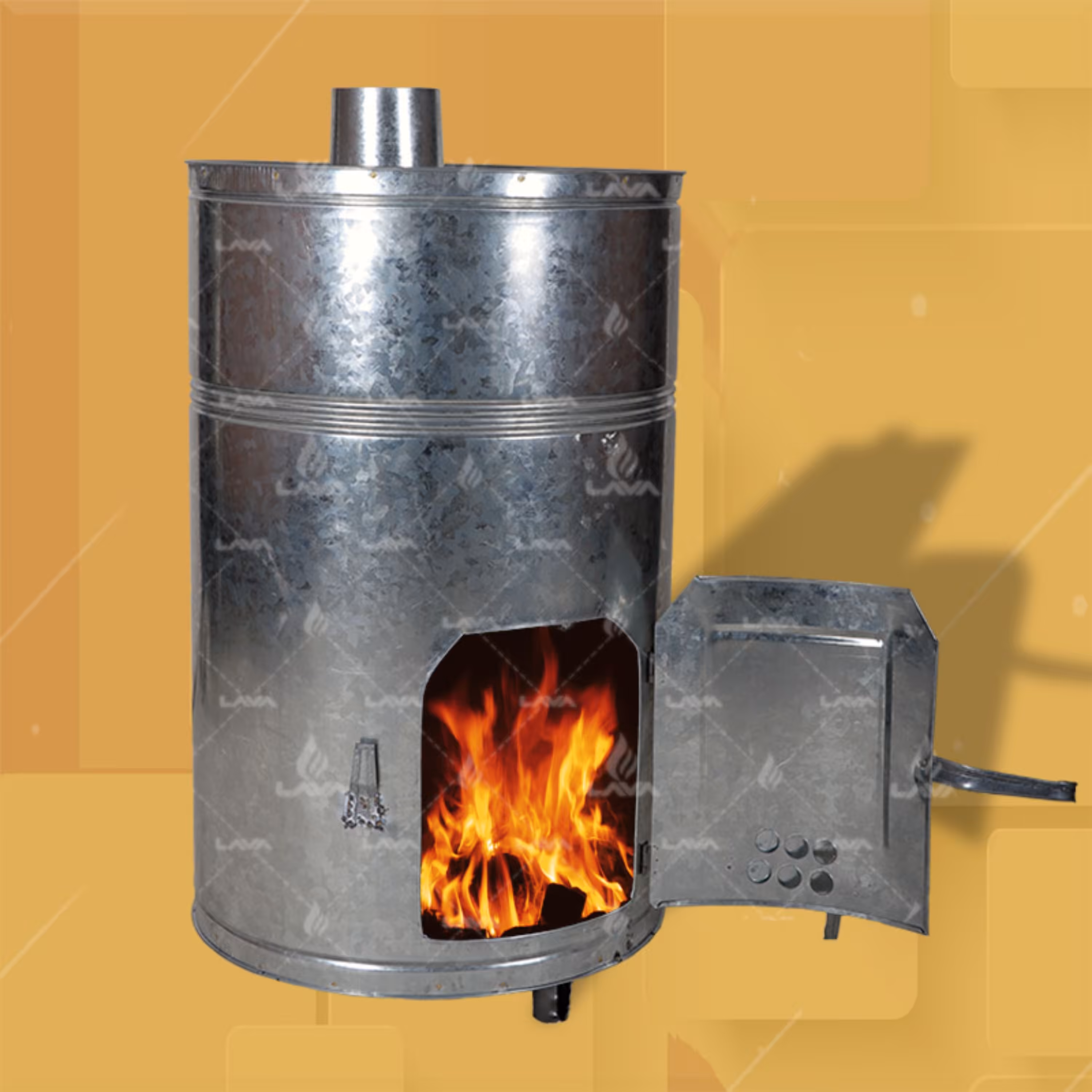 بخاری هیزمی استوانه ای گالوانیزه ضد زنگ