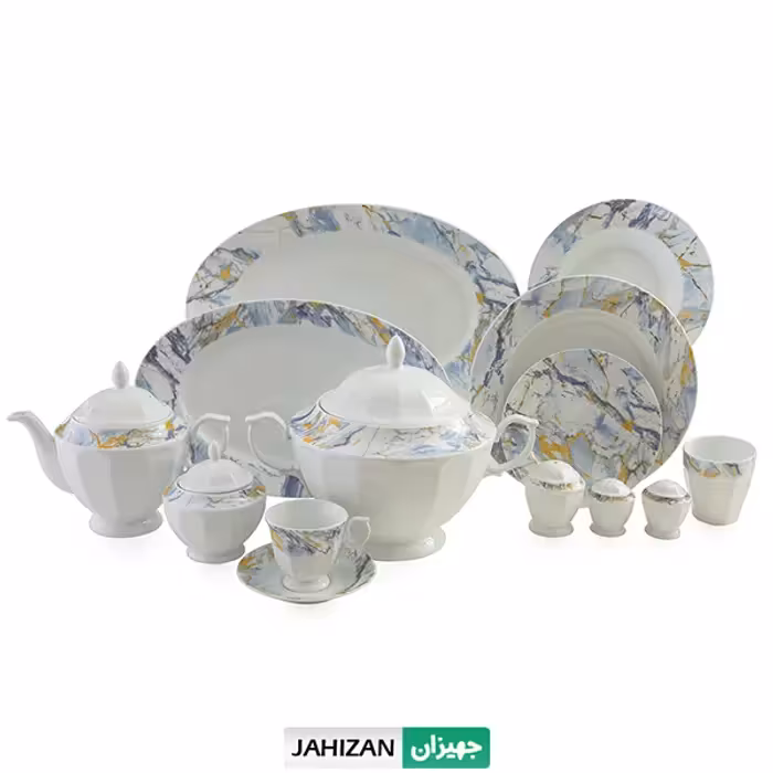 سرویس چینی زرین 103پارچه گلد استون سری نئوکلاسیک