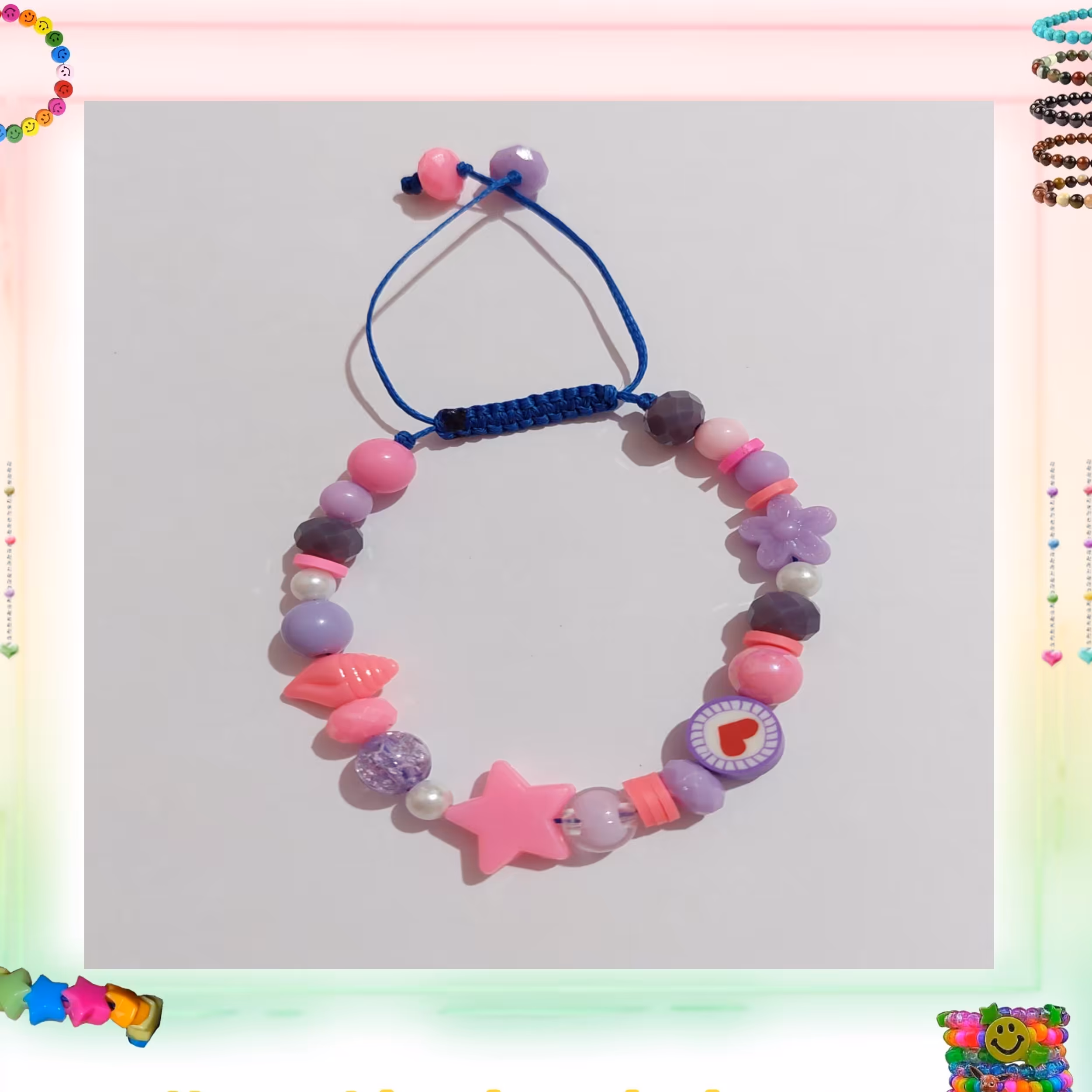 دستبند صورتی و  بنفش  کشویی                         