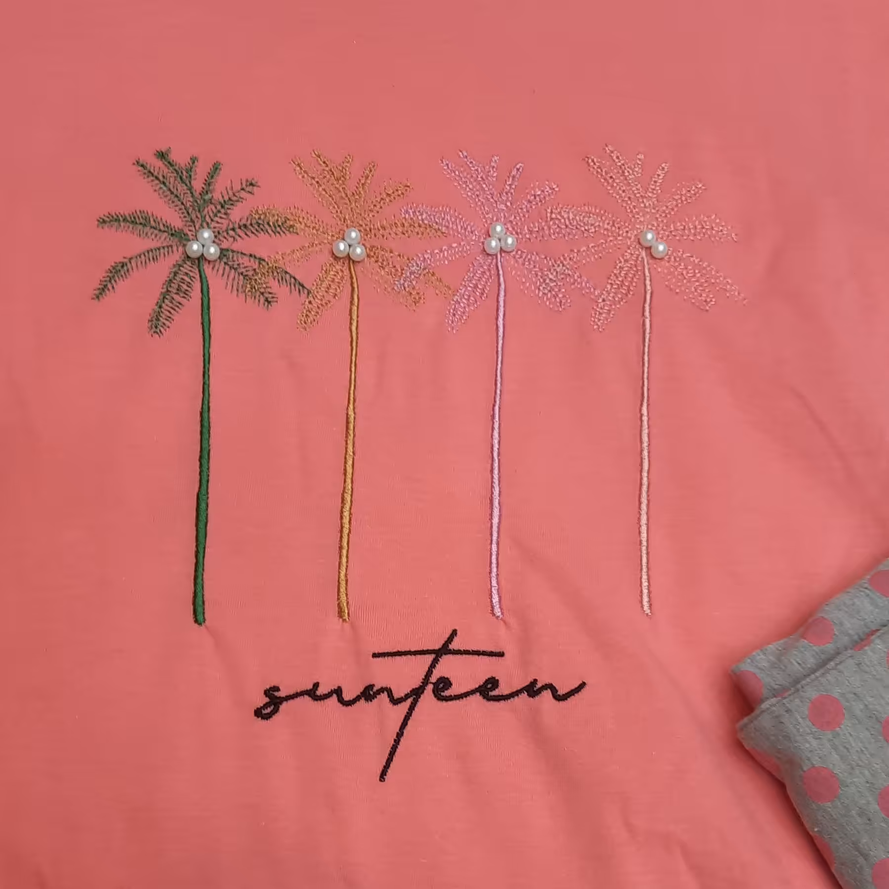 تیشرت شلوار طرح نخل   جنس پنبه سورن فری سایز