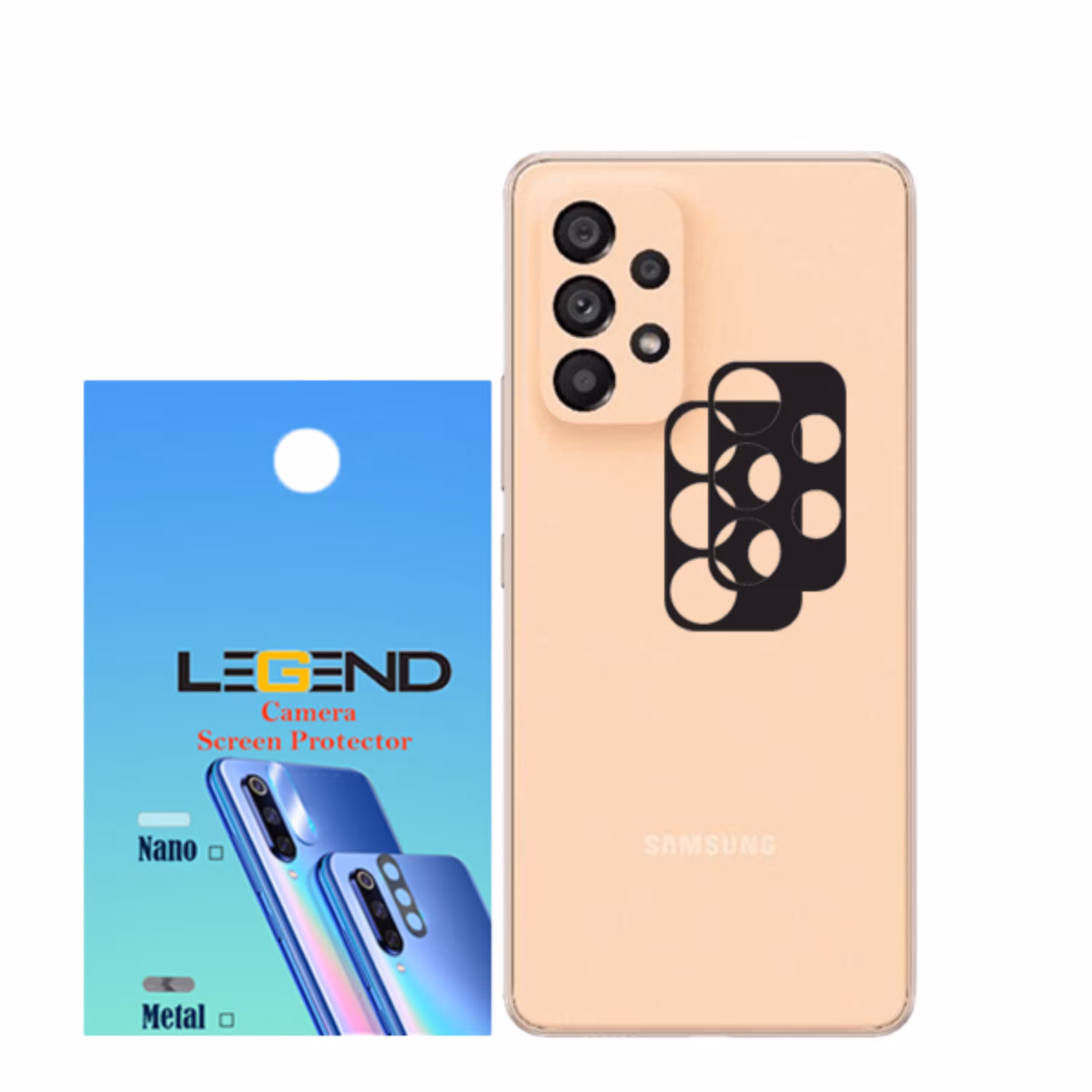 محافظ لنز دوربین لجند مدل قابدار مناسب برای موبایل سامسونگ Galaxy A53 5G بسته 2 عددی