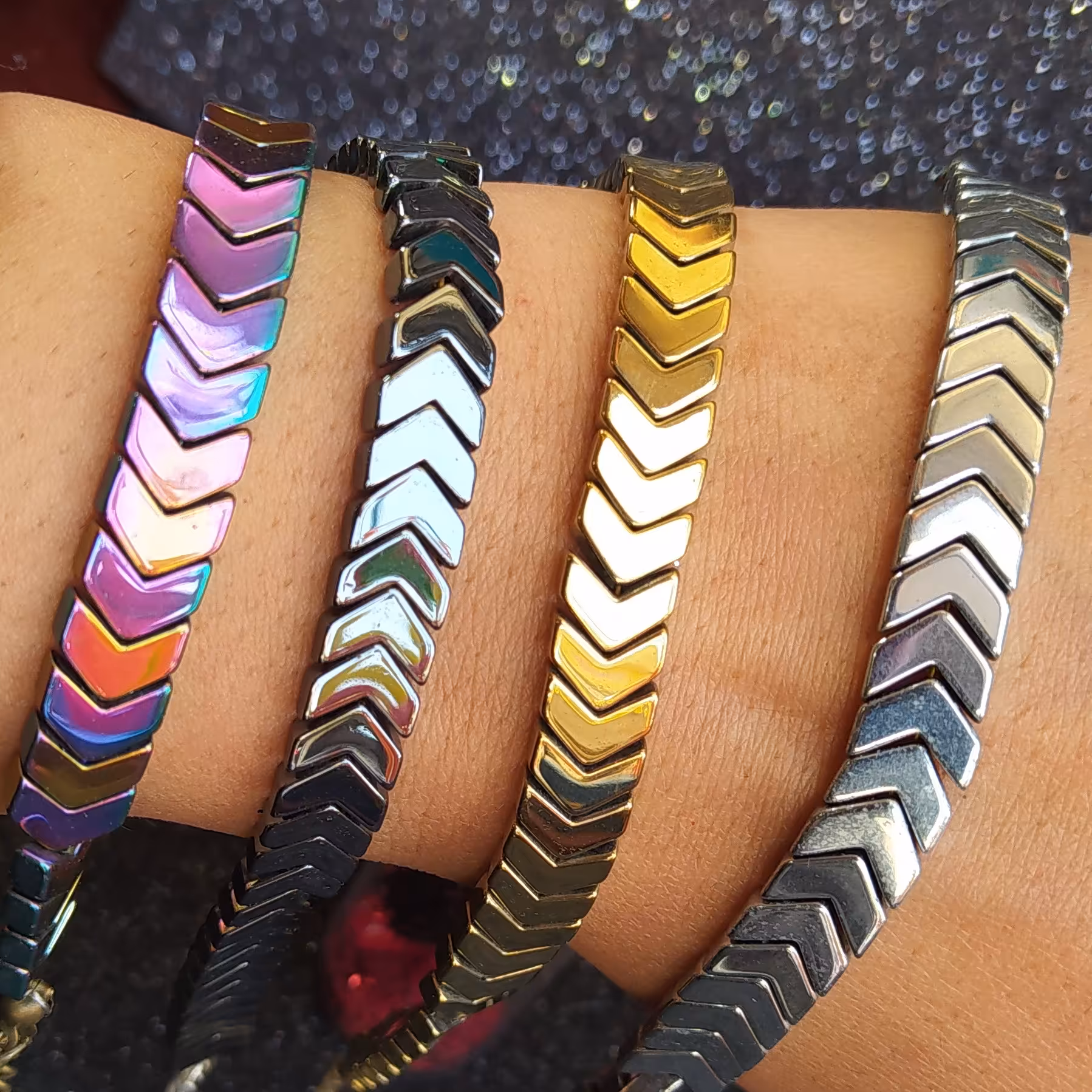 دستبند حدید ( سنگ رنگ ثابت )