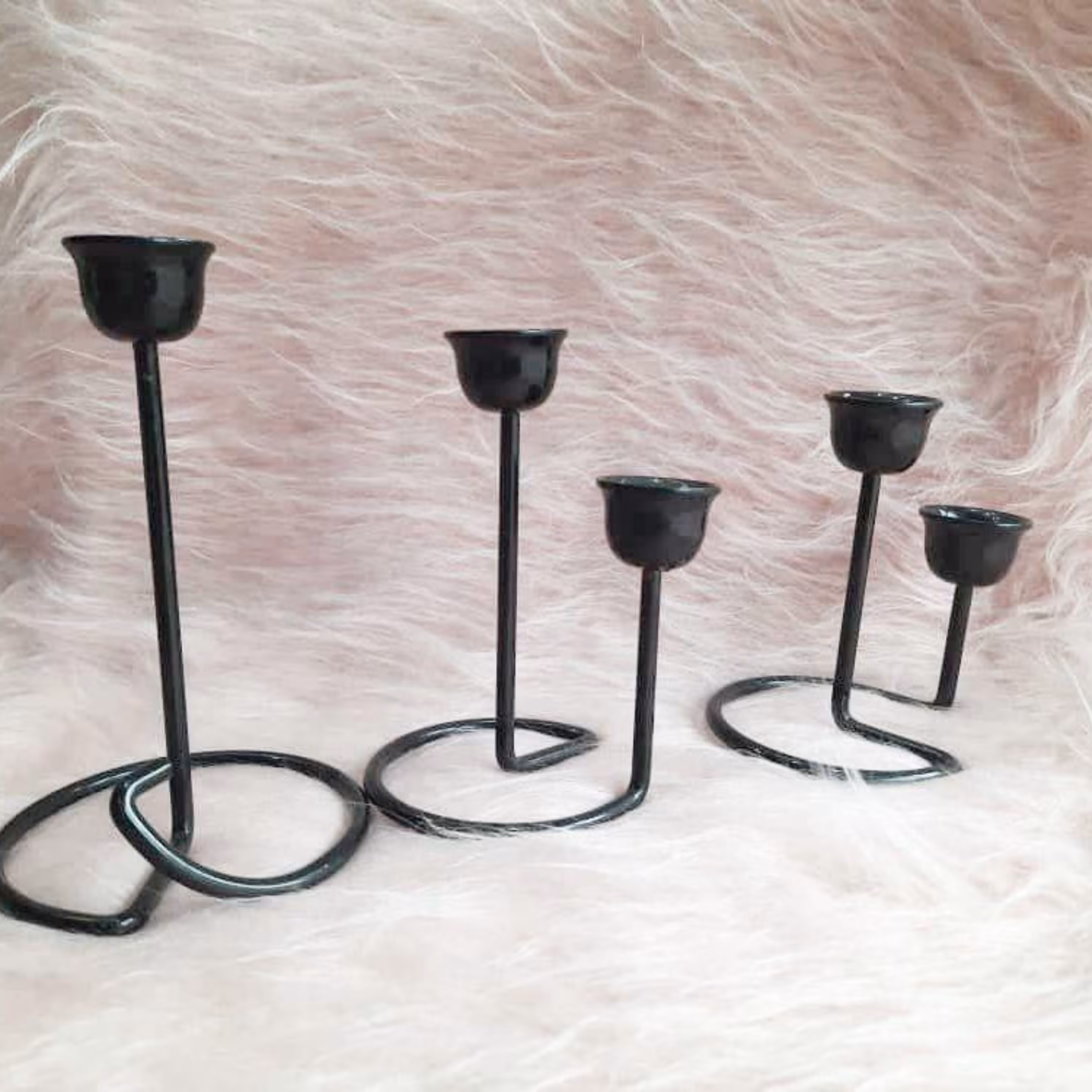 ست جا شمعی سه تایی فلزی برای دیزاین و روی میز و دو عدد دو تایی و یک تکی بزر