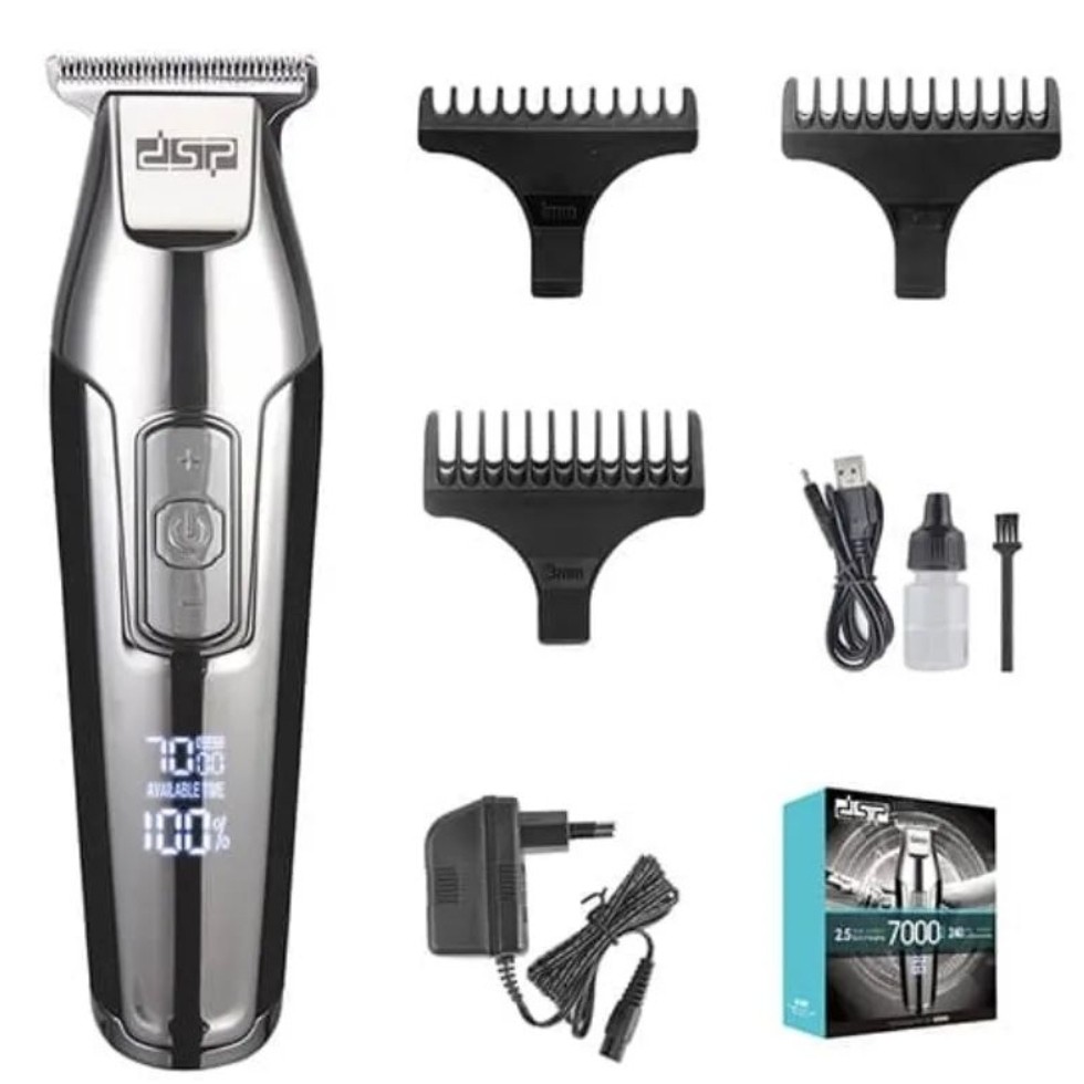 خط زن مدل 90286 dsp 7000 قابلیت شارژ با آدابتور و usp جنس تیغه استیل ضد زنگ زمان استفاده بعد شارژ 240 دقیقه