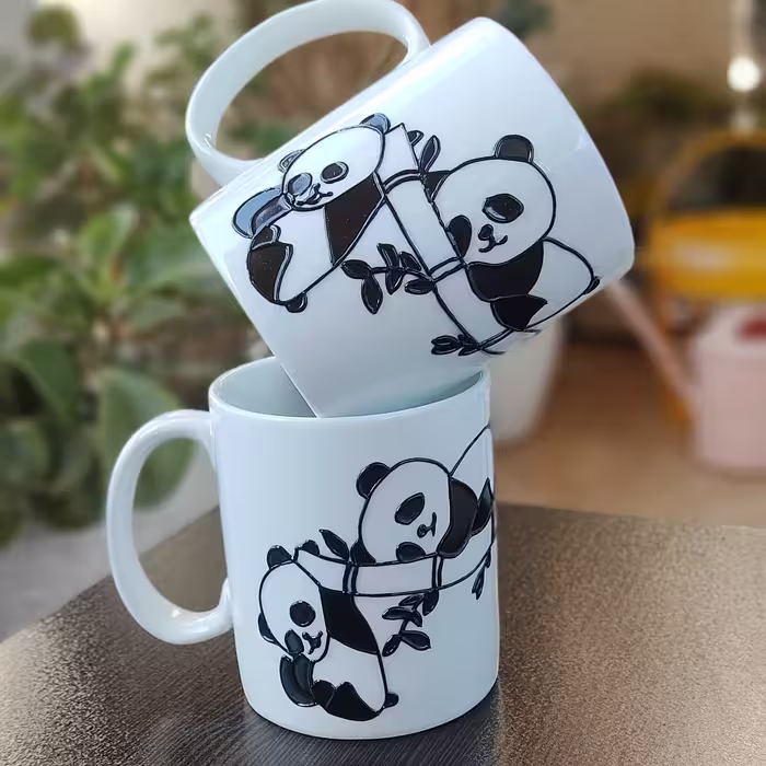ماگ پاندای صنایع دستی ، ارسال رایگان ،‌ هدیه دوستانه ، کادوی خاص