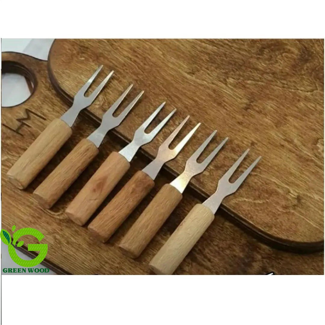 چنگال زیتون خوری دسته چوبی بسته6 عددی مدل L11 کد Gw50603018