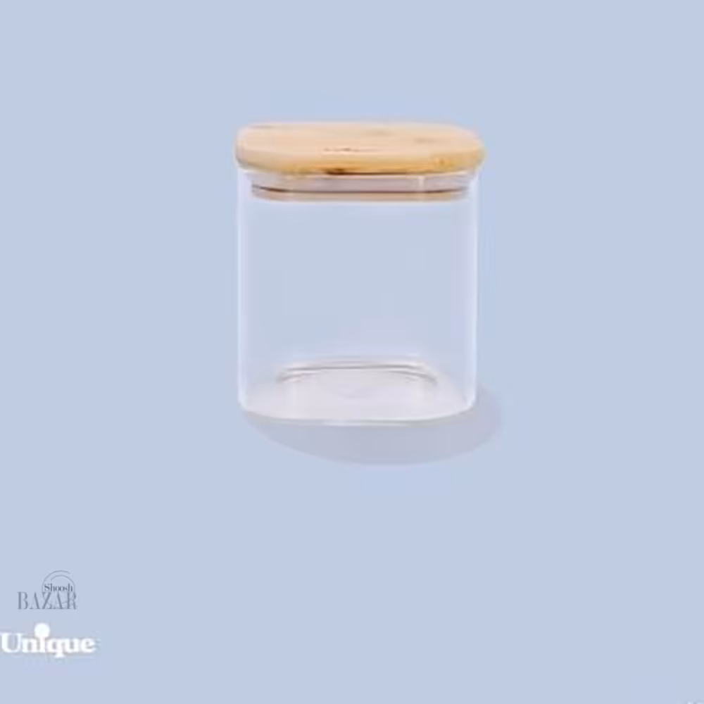 بانکه شیشه ای در چوبی مربع 8 سانت یونیک کد 1768