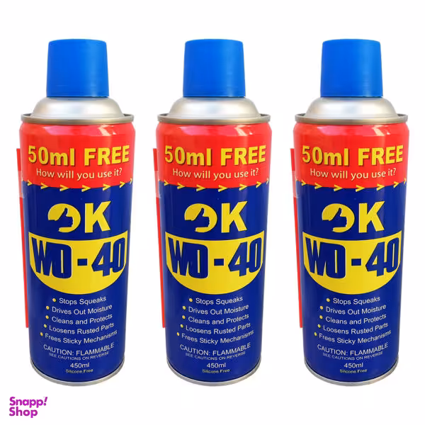 اسپری روان کننده اوکی مدل WD-40 حجم 450 میلی لیتر بسته 3 عددی