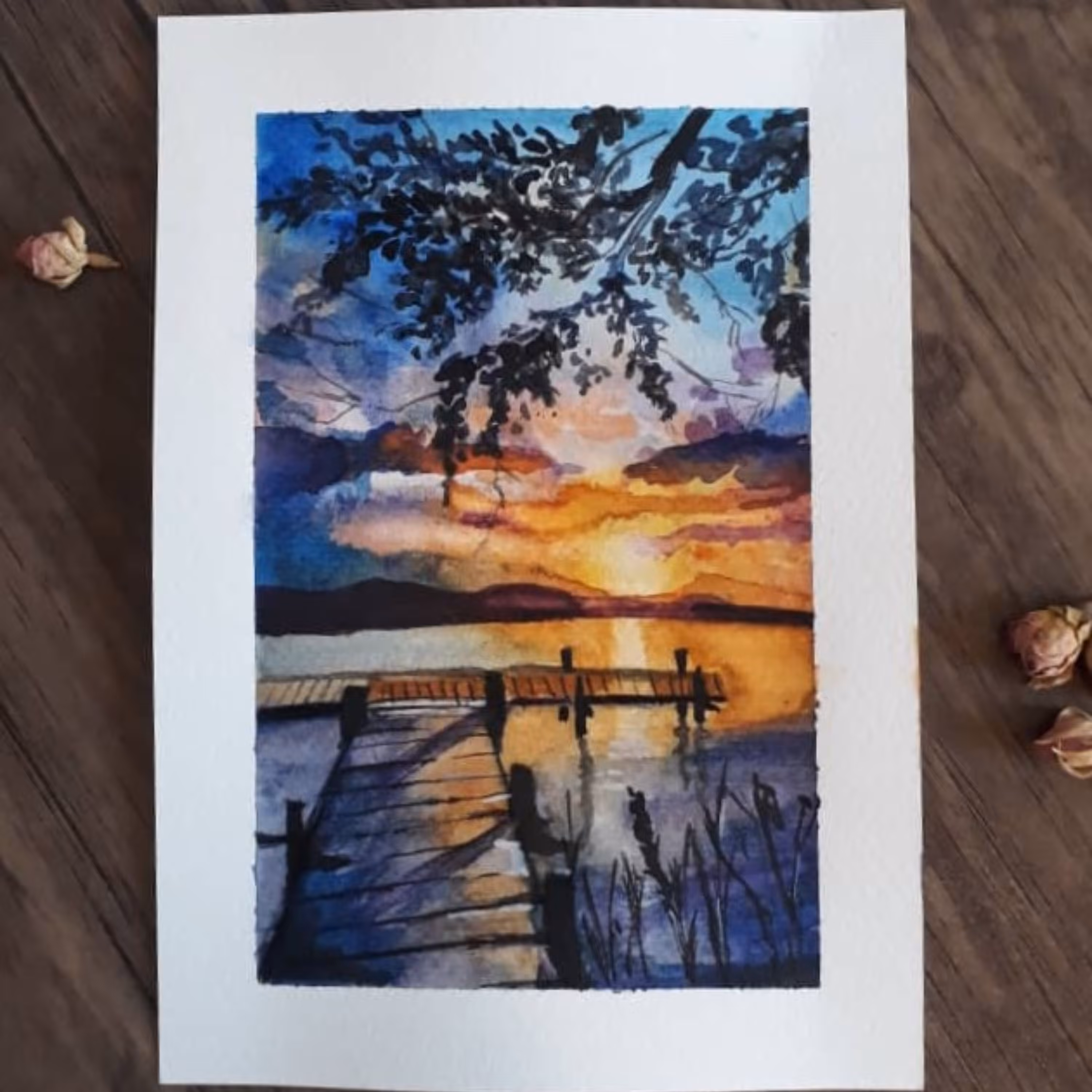 تابلو نقاشی آبرنگ غروب کد 08