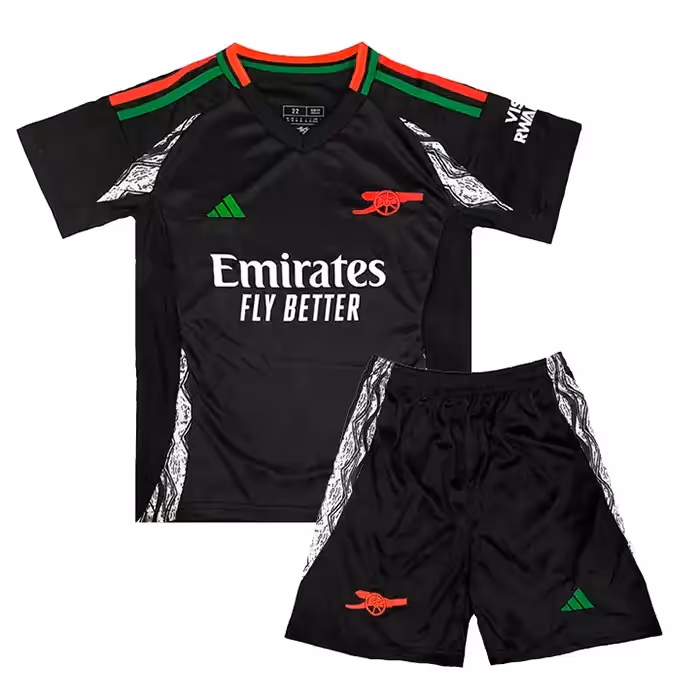 کیت دوم بچه گانه آرسنال 2025 ست پیراهن و شورت با لوگوی دوختی و تایلندی